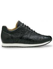  Belvedere "Parker" Black Genuine Ostrich Casual Sneakers 6004