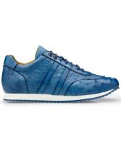  Belvedere "Parker" Royal Blue Genuine Ostrich Casual Sneakers 6004