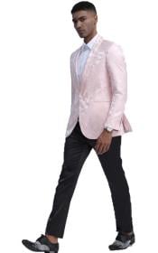  Mens Light Pink Tuxedo - White and Pink Paisley Sport Coat