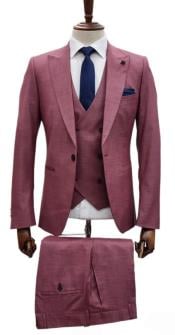  Mens Suits with Double Breasted Vest - Single Button Peak Lapel Grape