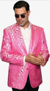  Mens Rose Gold Paisley Blazer - Big and Tall Sport Coat With Bowtie