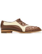 Style#R54 Belvedere Sesto Genuine Ostrich Quill ~ Italian Leather Shoes Brown ~