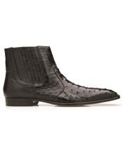  Style#R55 Belvedere Roger Genuine Ostrich Quill Chelsea Boots Black