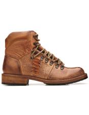  Style#CB5 Belvedere Como Genuine Ostrich Leg ~ Italian Leather Hiker Boots Ant
