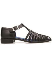  Style#R58 Belvedere Mario Genuine Alligator ~ Italian Leather Sandals Black