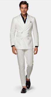  White Linen Suit - Double Breasted Summer Suits