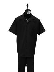 Mens Walking Suit - Big and Tall Casual Suit - Black Suit Up to 6XL + Pants