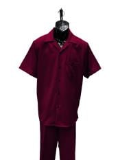  Mens Walking Suit - Big and Tall Casual Suit - Burgundy Suit