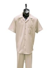  Mens Walking Suit - Big and Tall Casual Suit - Cream Suit