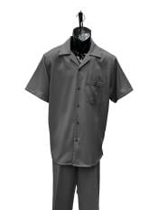  Mens Walking Suit - Big and Tall Casual Suit - Grey Suit Up to 6XL Pants