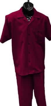  Mens Walking Suit - Big and Tall Casual Suit - Burgundy Suit Up to 6XL Pants