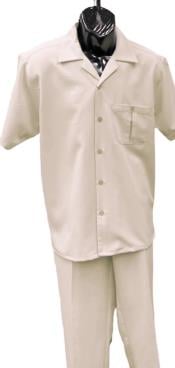  Mens Walking Suit - Big and Tall Casual Suit - Cream Suit Up to 6XL Pants