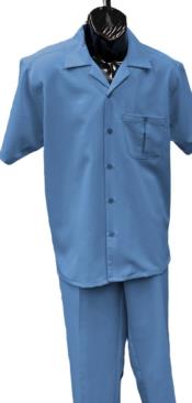  Mens Walking Suit - Big and Tall Casual Suit - Sky Blue Suit Up to 6XL Pants