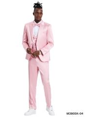  Mens Dusty Rose Shiny Suit - Flashy Sateen Suit With Bowtie -