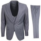 Mens One Button Peak Lapel Expandable Waist Suit Light Grey