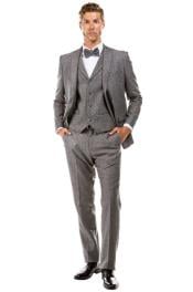  SKU#JA60646 Burgundy Suit - Herringbone Suit - Winter Vested Suit Tweed Suit