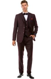  Burgundy Suit - Herringbone Suit - Winter Vested Suit Tweed Suit Burgundy