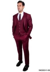  Stacy Adams Suit Hybrid Fit Suit Burgundy Wine