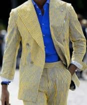  Double Breasted Suits - Seersucker Suit - Summer Suit - Yellow