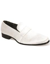  Velvet Shoe - Slip on Shoe - White Prom Shoe