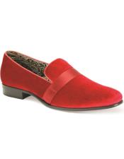  Velvet Shoe - Slip on Shoe - Red Prom Shoe