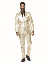  Shiny Metallic Party Champagne Suit