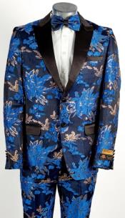  SKU#JA61343 Mend Gold and Blue Suit