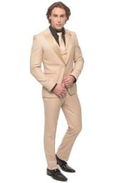 Tan Tuxedo - Champaign Vested Suit - Sand Suit