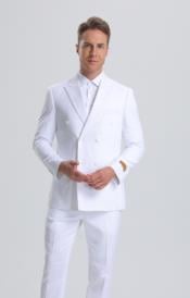 SKU#JA61383 Seersucker Suit - Summer Suit - Cotton Suit - White