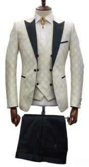  White and Gold Tuxedo - White and Gold Prom Suit - Wedding