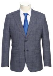  Real Suits - Business Suit By English Laundry Designer Brand - Gray with Blue Windowpane
