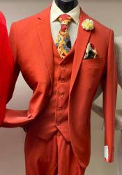  Brick Color Vested Suit - Vested Suit