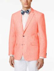  Mens Linen Blazer - Salmon Linen Sport Coat - Summer Blazer