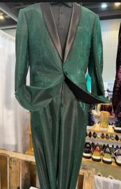  SKU#JA61538 Green and Black Tuxedo and Matching Bowtie