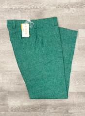  Linen Flat Front Pants Green
