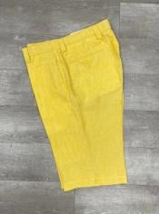  Linen Flat Front Pants Yellow