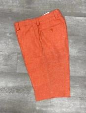  Linen Flat Front Pants Orange