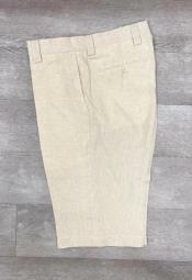 Men's Linen Fabric Pants Flat Front Safari Tango