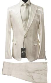  Rossiman Suit - Sateen Suit - White Shiny Suit