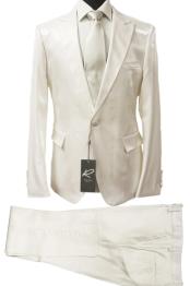  Rossiman Suit - Sateen Suit - White Shiny Suit