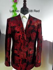  Retro Paris Suits Mens Suit Red