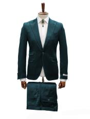  Mens Shiny Blazer - Teal Blue Sateen Vested Suit