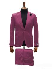  Mens Shiny Blazer - Light Pink Sateen Vested Suit