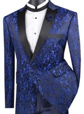  Paisley Blazer - Blue Tuxedo - Dinner Jacket - Prom Tuxedo