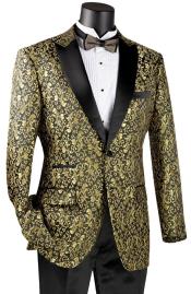  Paisley Blazer - Gold Tuxedo - Dinner Jacket - Prom Tuxedo