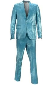  Aqua Blue Suit - Sky Blue Shiny Suit