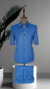 SKU#JA61708  Safari Suit - Walking Suits - Blue Militari Suit