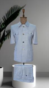  Safari Suit - Walking Suits - Light Blue Militari Suit
