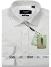  SKU#JA61729 Mens Outlet Long Sleeve 100% Cotton Shirt - Off-White