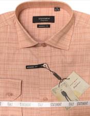 Mens Long Sleeve 100% Cotton Shirt - Light Texture - Copper